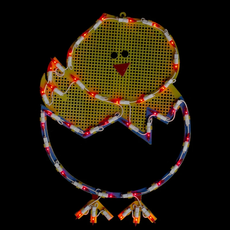 17" Yellow Lighted Hatching Baby Chick in Egg Easter Window Silhouette