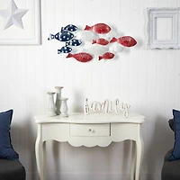 39" Patriotic Metal Fishes Wall Art Décor