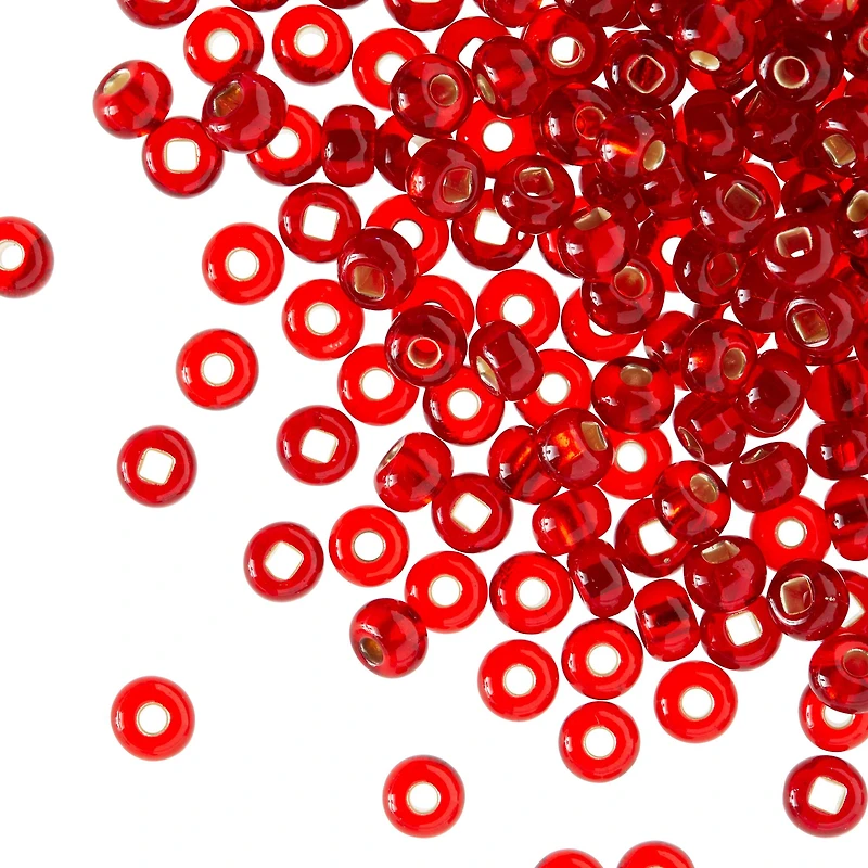 12 Pack: John Bead Ruby Silver Lined Czech Glass Seed Beads, 6/0