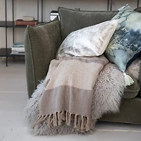 Hello Honey® Beige & Brown Savannah Stripe Cotton Blend Throw with Fringe