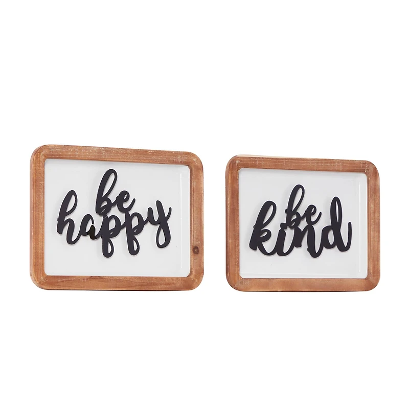 Set of 2 White Metal Farmhouse Wall Decor 14", 10"