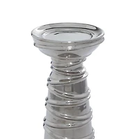 Silver Ceramic Contemporary Candle Holder Set