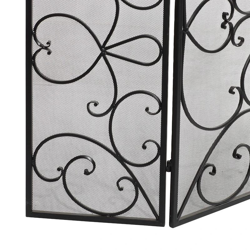 Black Metal Traditional Fireplace Screen, 36" x 49" x 1"