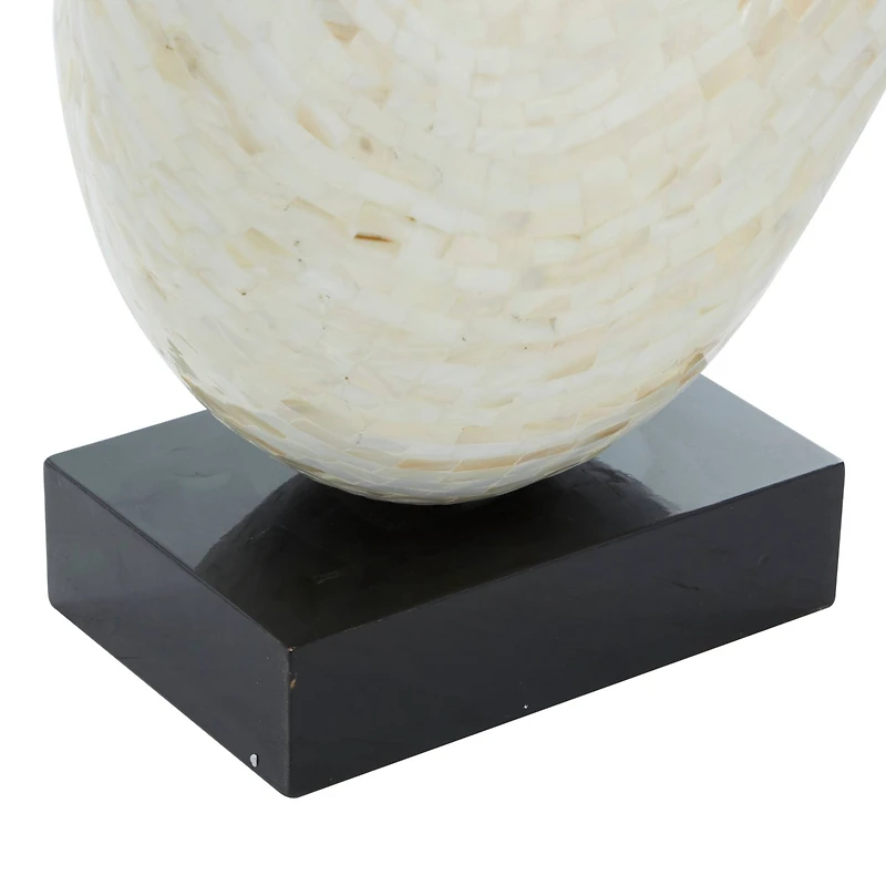 30" White Polystone Abstract Sculpture