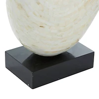30" White Polystone Abstract Sculpture