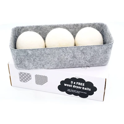 Welaxy Felt 3 Wool Dryer Balls with Gray Storage Tray