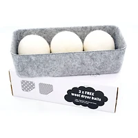 Welaxy Felt 3 Wool Dryer Balls with Gray Storage Tray