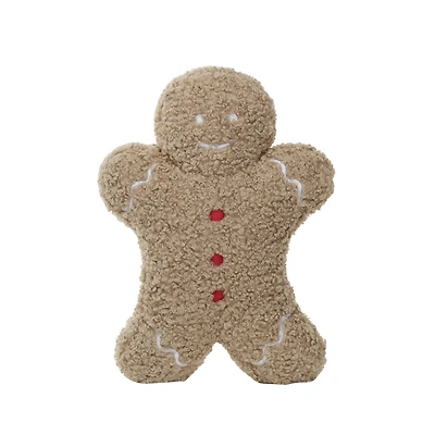Hello Honey® 14.5" Brown Fabric Bouclé Gingerbread Man Shaped Pillow