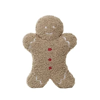 Hello Honey® 14.5" Brown Fabric Bouclé Gingerbread Man Shaped Pillow