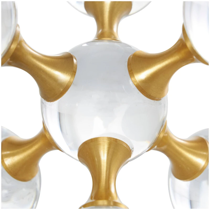 Clear & Gold Crystal Jack Inspired Orb Sculpture Set