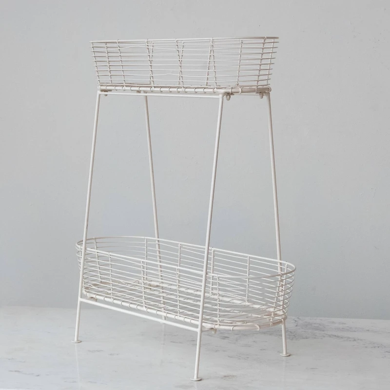 Serenity Metal Wire Plant Stand, Cream