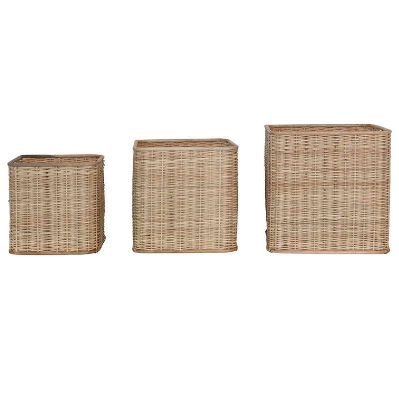 Hello Honey® Natural Handmade Palm & Rattan Basket Storage Set with Handles