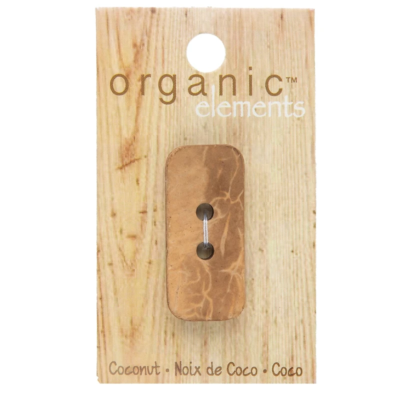Organic Elements 1 1/2" Rectangular Coconut Button
