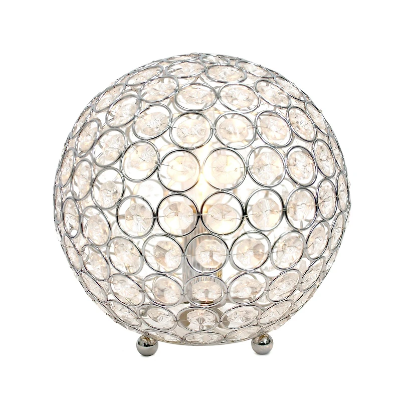 Lalia Home 8" Medium Metal Crystal Round Orb Table Lamp