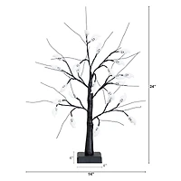 2ft. Pre-Lit Artificial Halloween Ghost Twig Tree with 24 Purple LED Lights