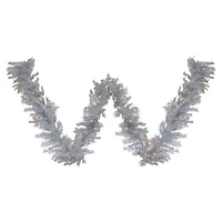 9ft. Pre-Lit Silver Tinsel Christmas Garland