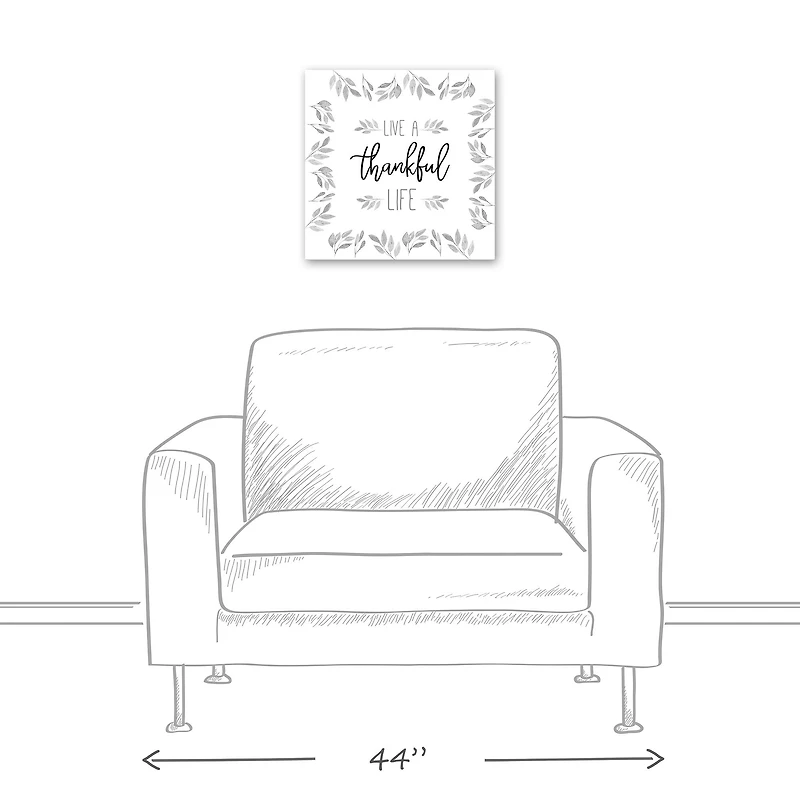 Thankful Life Fall Leaves Canvas Wall Art