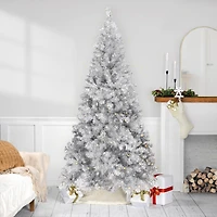 9ft. Pre-Lit Silver Tinsel Artificial Christmas Tree, Clear Lights