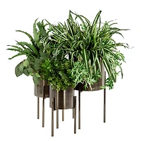 Dark Silver Metal Contemporary Planter Set