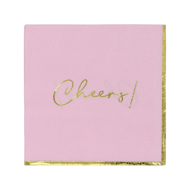 Pink & Gold Cheers! Beverage Napkins, 20ct. by Celebrate It™