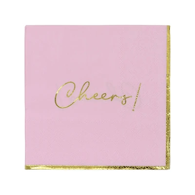Pink & Gold Cheers! Beverage Napkins, 20ct. by Celebrate It™