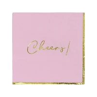 Pink & Gold Cheers! Beverage Napkins, 20ct. by Celebrate It™