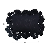 Hello Honey® Rustic Glam Decorative Crochet Cotton Slub Tassel Lumbar Pillow