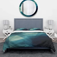 Designart 'Abstract Geometric Shades of Blue' Modern & Contemporary Bedding Set