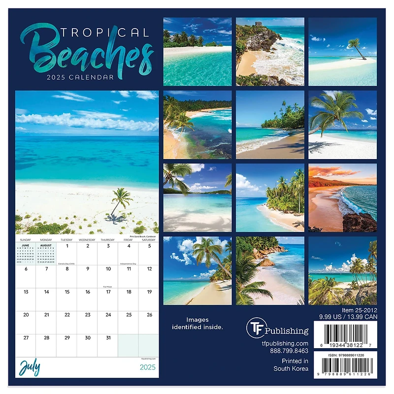 TF Publishing 2025 Tropical Beaches Mini Calendar