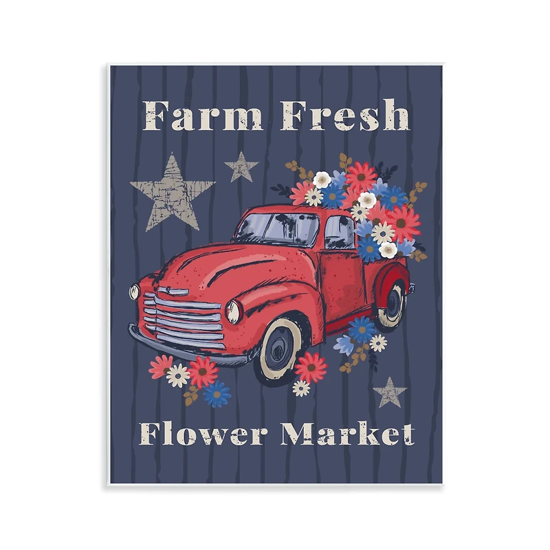 Stupell Industries Farm Fresh Patriotic Market Wall Plaque Art
