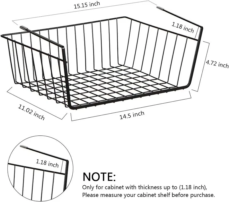 NEX™ Black Under Shelf Wire Baskets, 4ct.
