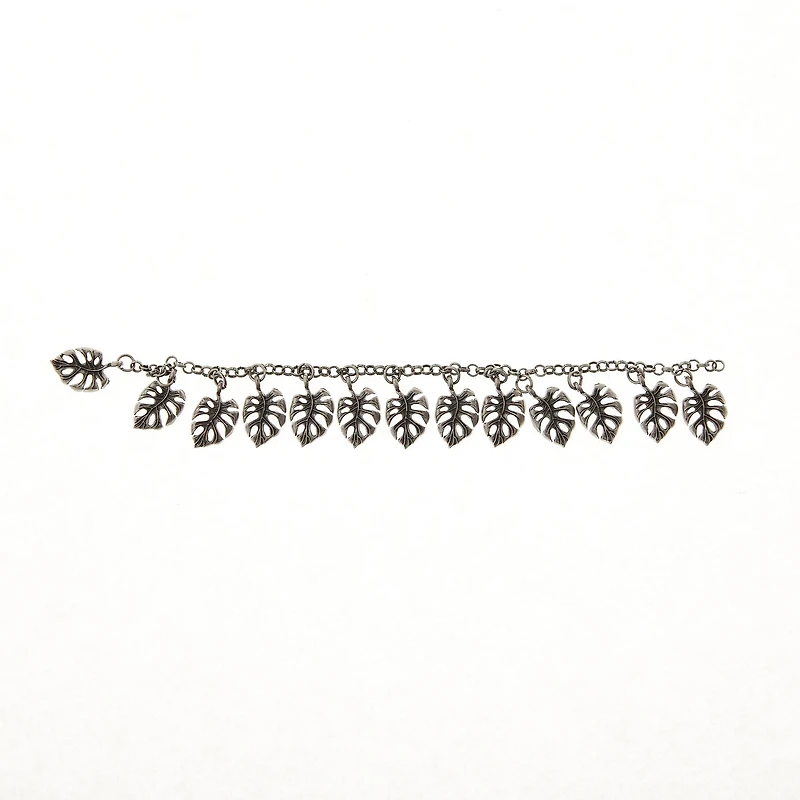 Oxidized Silver Metal Palm Leaf Charms, 20mm by Bead Landing™