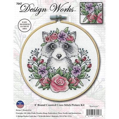 Design Works™ 8'' Round Raccoon Counted Cross Stitch Kit