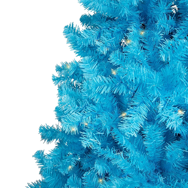 6ft. Pre-Lit Medium Sky Blue Pine Artificial Christmas Tree, Clear Lights