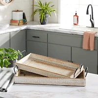 Wood Boho Style Tray Set