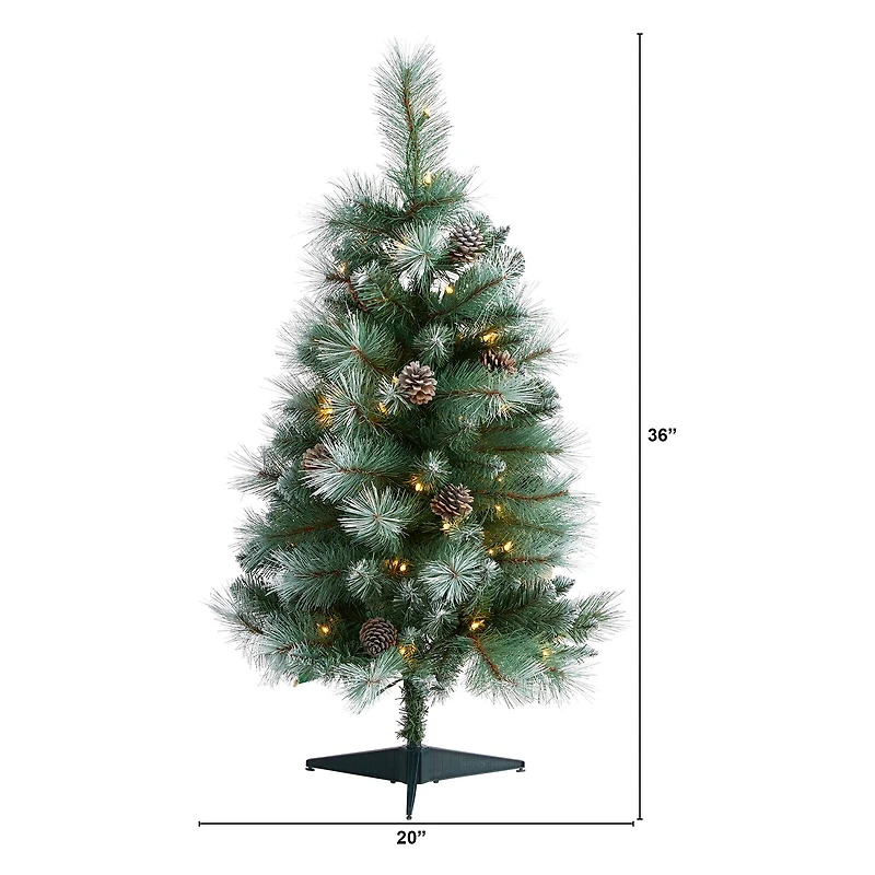 3ft. Pre-Lit British Columbia Mountain Pine Artificial Christmas Tree, Clear LED Lights