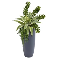 3ft. Snake Plant & Succulent in Gray Planter