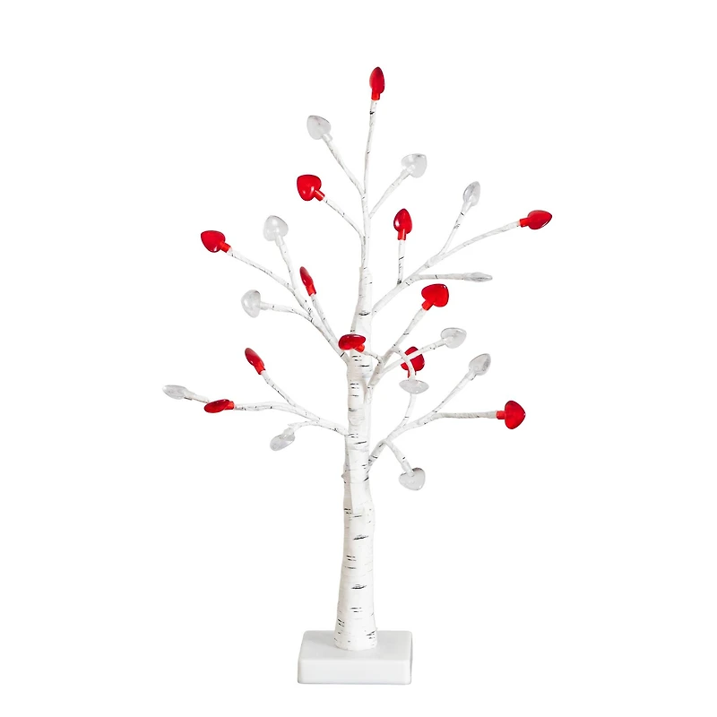 2ft. Pre-Lit Artificial Valentine's Day Twig Tree with 24 Red & White Heart-Shaped LED Lights