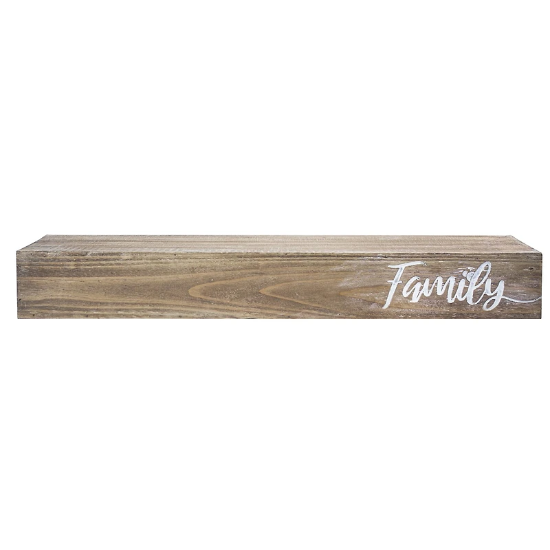 Walnut "Family" Text Engraving Floating Wall Shelf