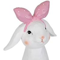 7.5" White & Pink Easter Bunny Bust with Hair Bow