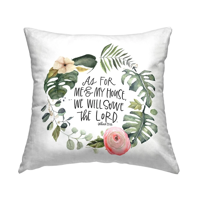 Stupell Industries Serve the Lord Joshua 24:15 Tropical Palms Throw Pillow 18" x 18"