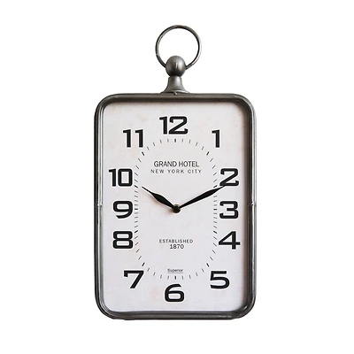 Hello Honey® Metal Rectangle Hanging Clock with Handle Decoration on Top