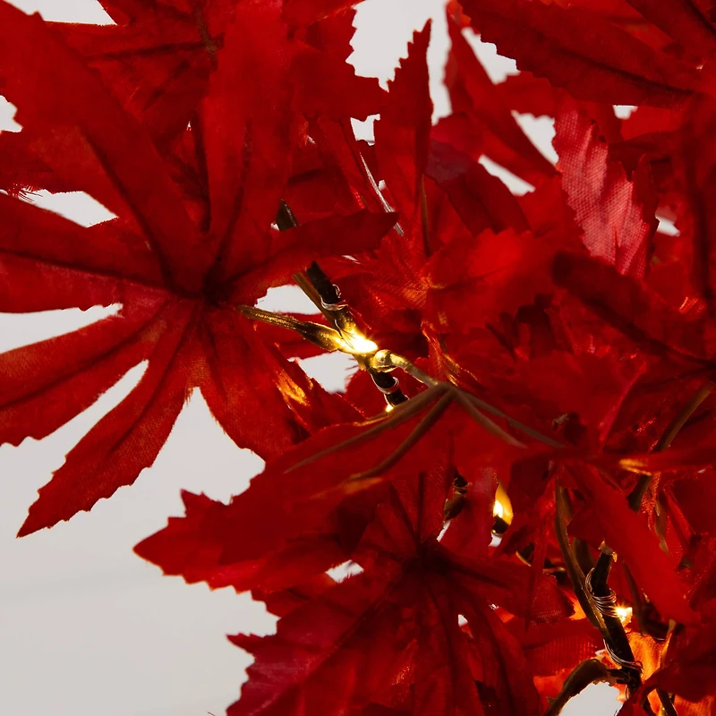 2ft. Pre-Lit Red Autumn Maple Artificial Fall Tree with 50 Warm White LED Lights and Detachable Base