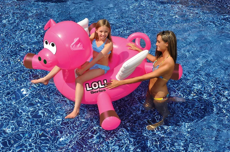 Swimline LOL! Series 54" Inflatable Pink Flying Pig Pool Float