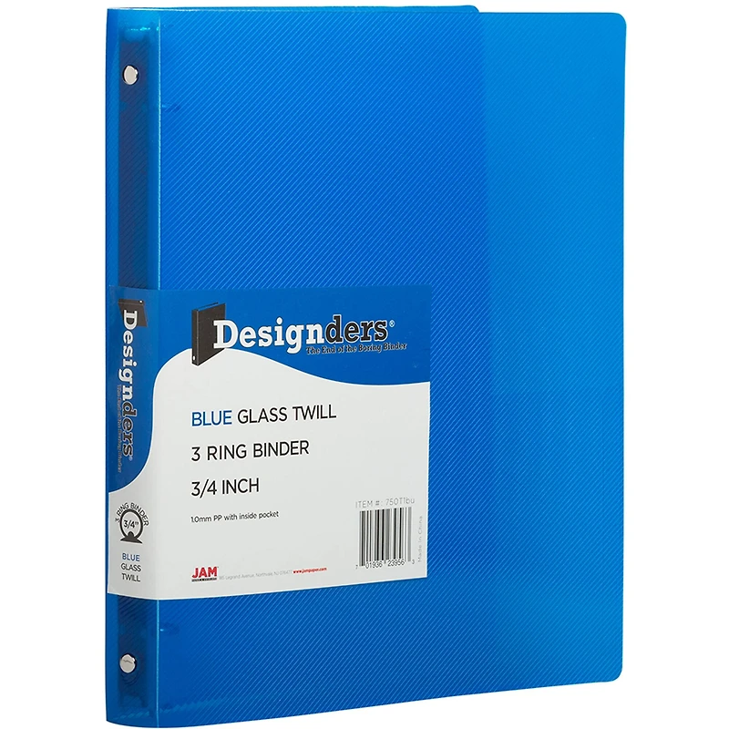 JAM Paper 3/4" Glass Twill Plastic 3-Ring Binders