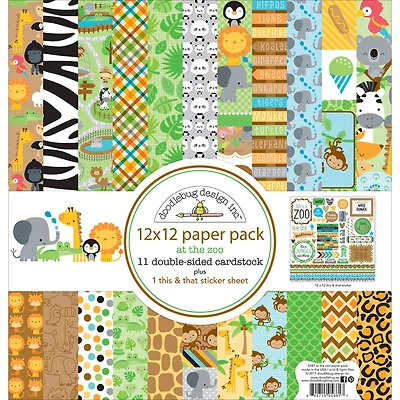 Doodlebug Design Inc.™ At The Zoo Paper Pack, 12" x 12"