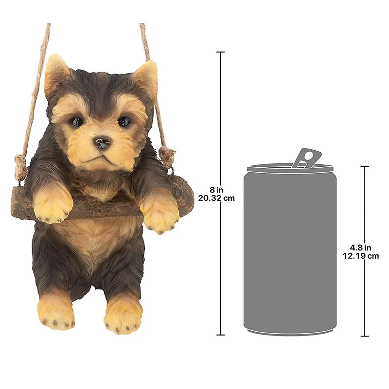 Design Toscano 8" Yorkie Puppy on a Perch Hanging Dog Sculpture