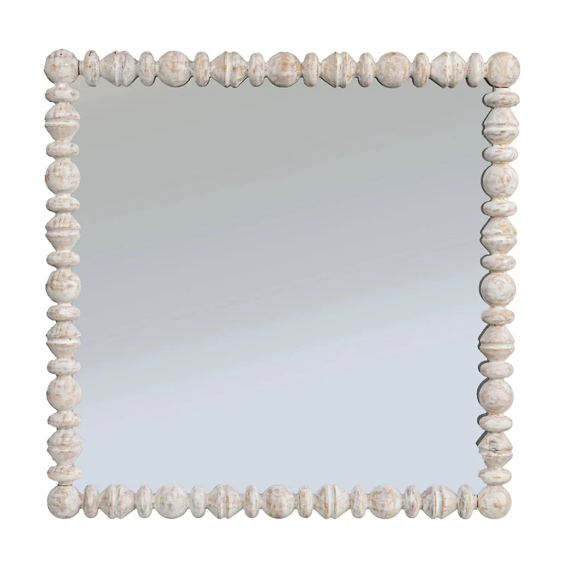 Hello Honey® 25.75" White Square Raised Dowel Wood Wall Mirror