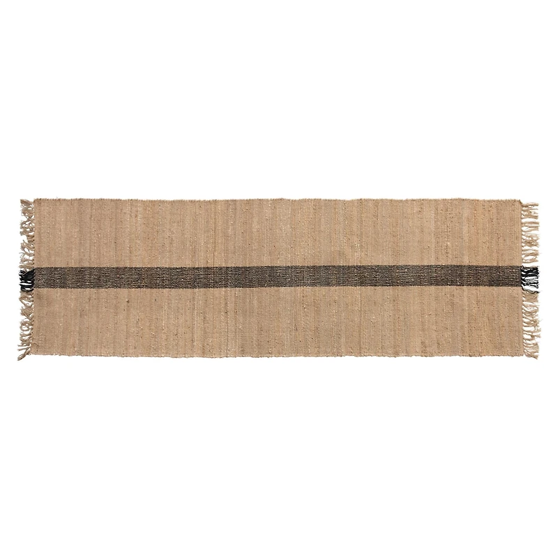 Hello Honey® Natural Jute & Cotton Floor Runner with Black Woven Stripe, 2.5ft.x9ft.