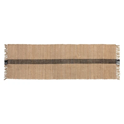 Hello Honey® Natural Jute & Cotton Floor Runner with Black Woven Stripe, 2.5ft.x9ft.